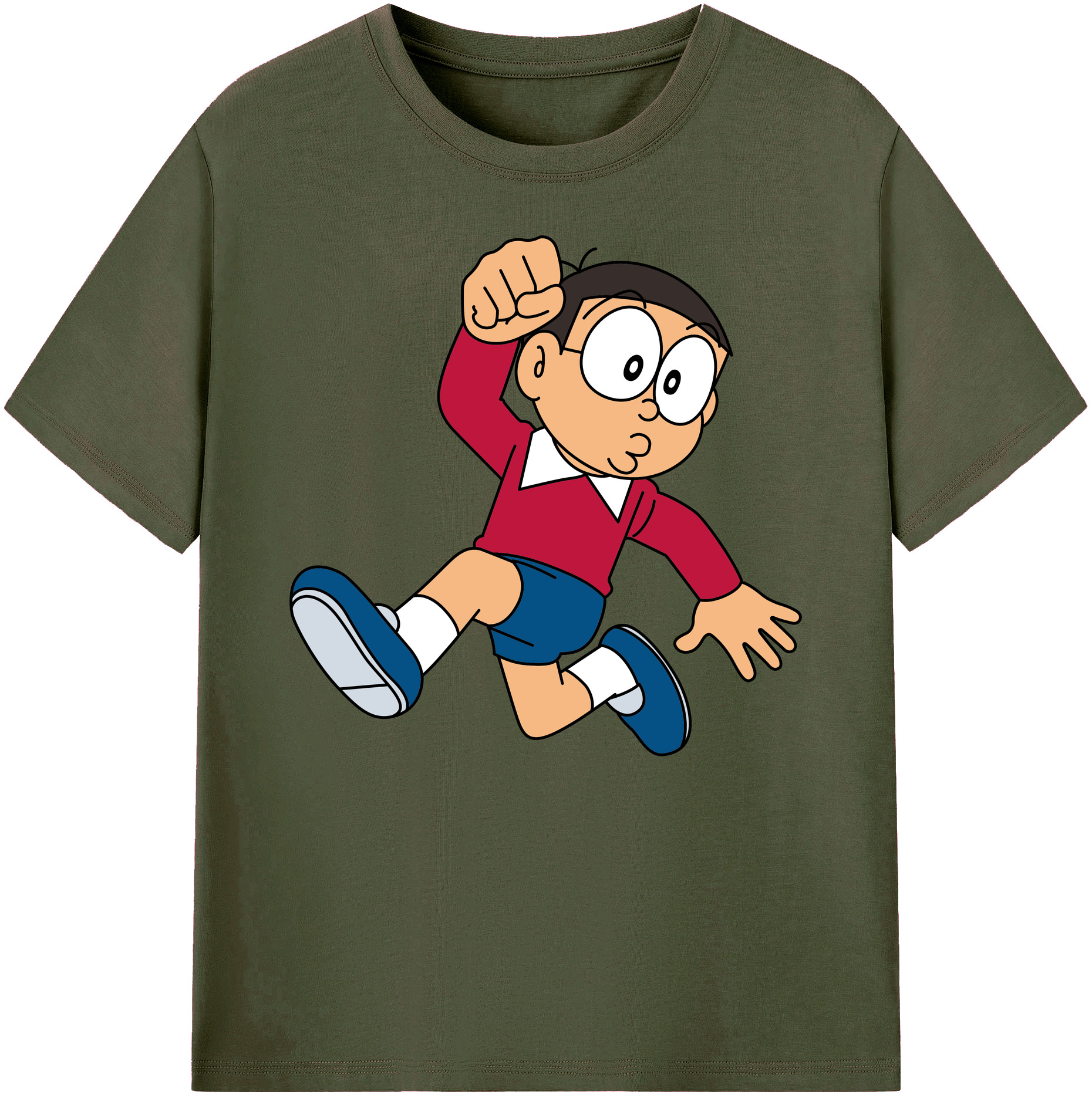 （画像用） ドラえもん 野比 のび太 Doraemon Nobita Nobi 綿100％ メンズ半袖Tシャツ｜肌触りやわらか＆通気性